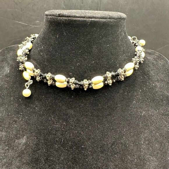 Magnetic Wrap Necklace Bracelet Beaded Pearls Stone Silver 35 inches - Picture 4 of 14